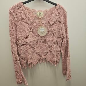 Crochet L/S Top Dusky Pink