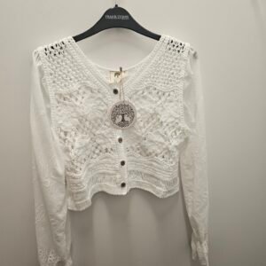 White Crochet L/S Top