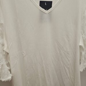 Back to Basics Tee -White V Neck T-shirt with Sleeve Detail